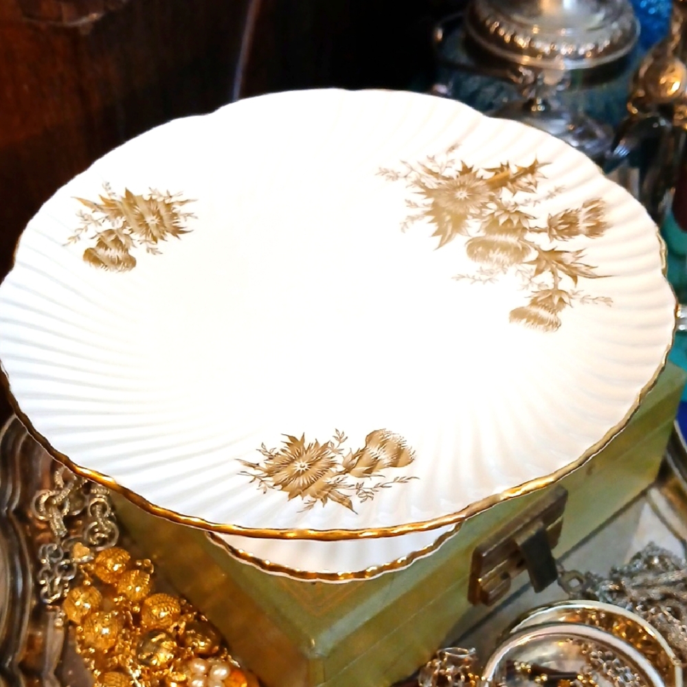Elegant Hammersley Gold Thistle Serving Tazza